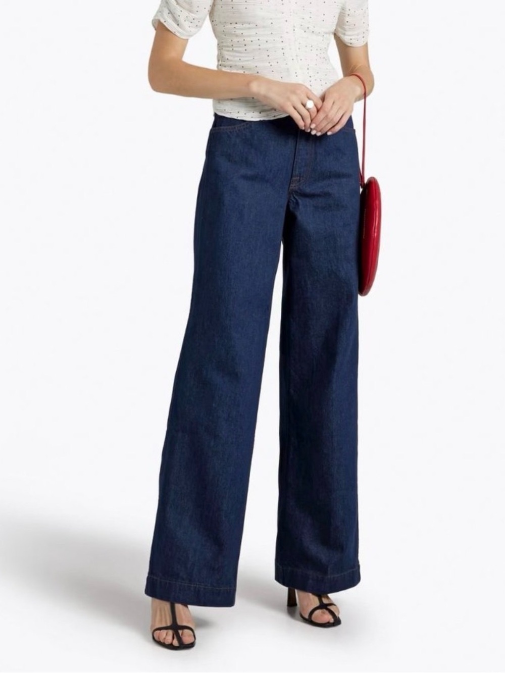 FRAME Le Italien Wide Leg Jeans in Color Rinse Wash, High Rise Dark Denim, 26